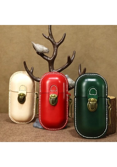 Willowhaven Orijinal Gerçek Deri El Yapımı Retro Gözlük Kılıfı - Anahtar, Kart Ve Bozukluk Saklama Orijinal