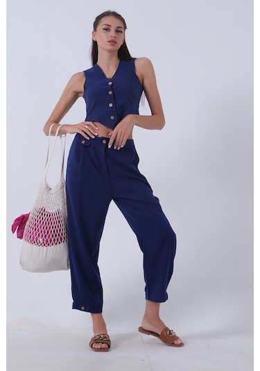 Feminist Saks Keten Yelekli Takım 0106321.26 001