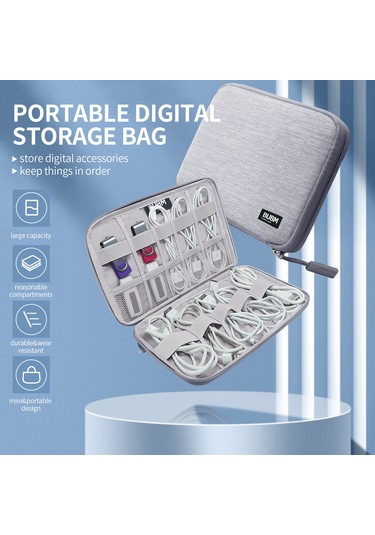 Yifomall Bubm Dıss-pvc Gri Dijital Saklama Çantası - Hafif Mini, Veri Kablosu, Kulaklık, Usb, Hafıza Kartı Birleşik Depolama Çantası Gri