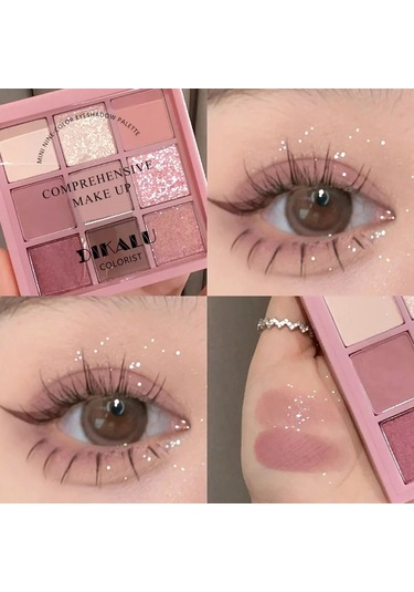 9 Renk Koyu Punk Dumanlı Göz Farı Paleti Gri Pembe Inci Mat Göz Farı Parlatıcı 09 01