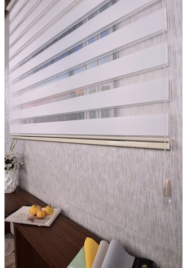 Beyaz Düz Etek Dilimsiz 616-b/1 Zebra Stor Güneşlik Perde