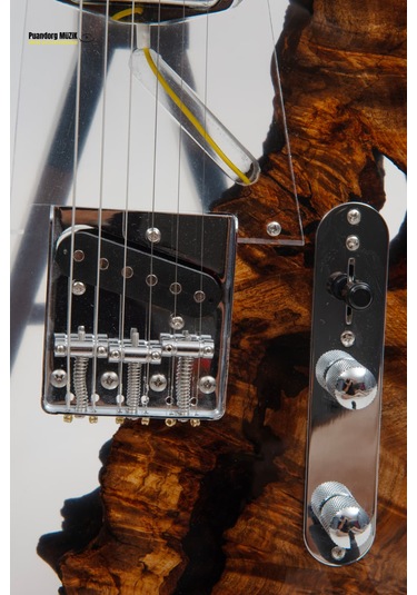 Elektro Gitar Custom Epoksi & Yıllanmış Ağaç Kişiye Özel Beyaz - Siyah