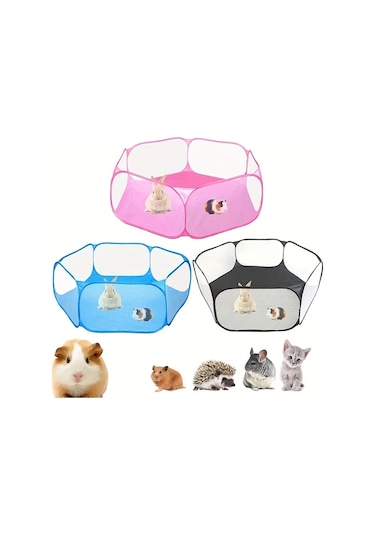 Elmpaly Mavi Katlanır Nefes Alabilir Küçük Evcil Hayvan Taşınabilir Oyun Parkı