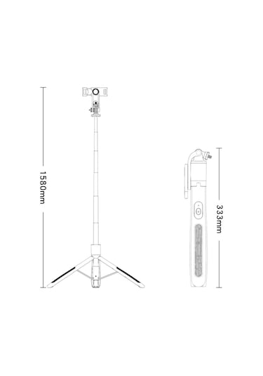 Cbtx Yesido Sf13 Geri Çekilebilir Genişletilmiş Bluetooth Tripod Telefon Canlı Akış Selfie Stand Siyah