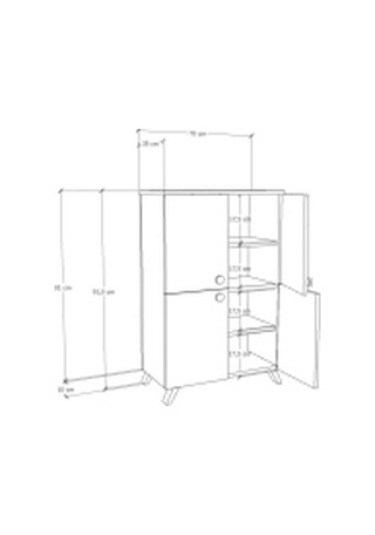 Esyah 4 Kapaklı Ayakkabılık Ahşap - Beyaz