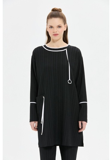 Biye Detaylı Pantolonlu Takım Siyah Siyah