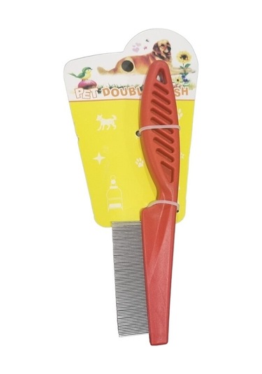 Pet Double Kedi ve Köpek Bit Fırçası Kırmızı 17 CM