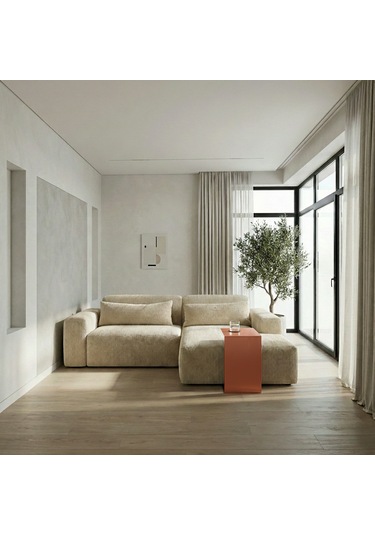 Metal Koltuk Üstü C Sehpa Modern Minimal Yan Sehpa Turuncu