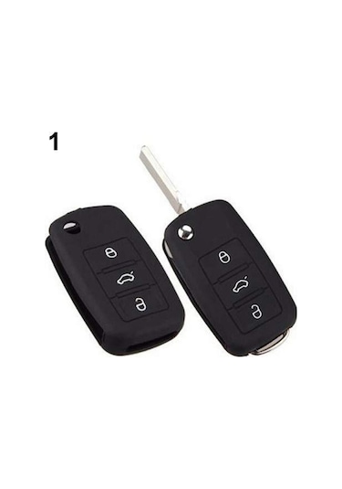 Polo Passat B5 Golf Jetta Mk6 Tiguan Eos Scirocco Silikon Araba Anahtarı Kılıfı Siyah Logosuz
