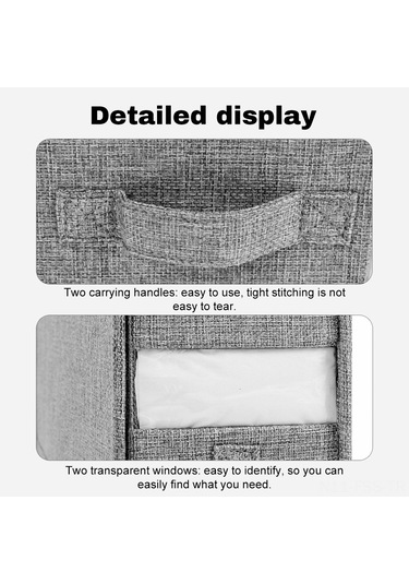 Hfambition Kumaşlı Katlanabilir Yorgan - Çarşaf Depolama Kutusu, Pencereli Ve Etiketli, Gri Tekli, Dolap Organizatörü Gri