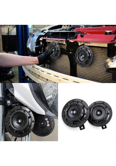 Leezsing 12v Çift Sesli Araç Kornası - 125mm Çap, 115db Yüksek Ses, 2'li Paket