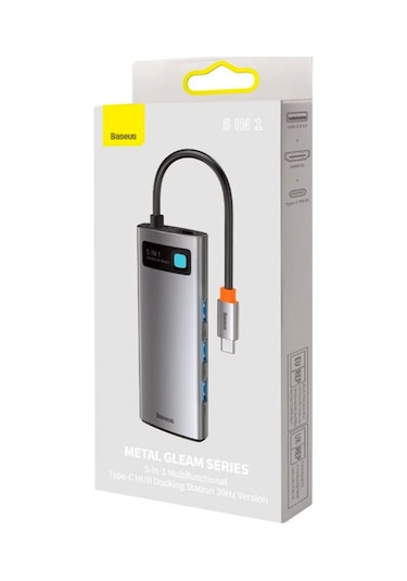 Baseus Metal Gleam 5In1 Multifonksiyonel Type-C Hub Adaptör Dock-Gri (551581989)