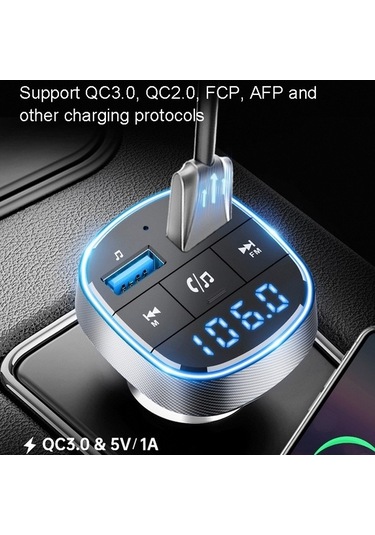 Artfulabode Verici Sones Siyah Şarj Qc3.0 Mp3 Hızlı Fm Çalar Bluetooth Araba Araba Dl