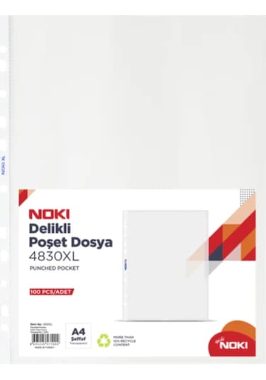 Noki 4830XL A4 Şeffaf Poşet Dosya 100'lü