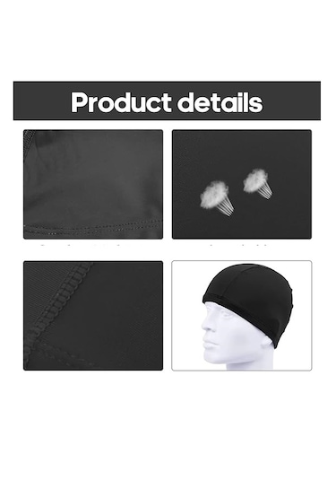 2 Adet Siyah Likralı Bez Bone Havuz Bonesi Deniz Yüzücü Bonesi Siyah