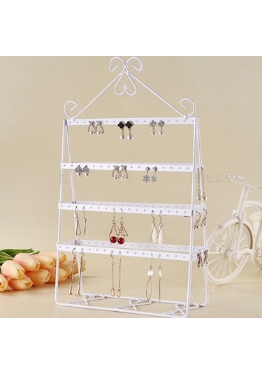 Beyaz Metal Bayan Küpe Standı Dekor St1-48By