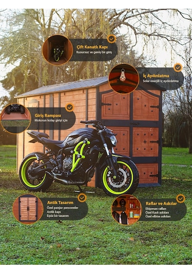 Mandu Ahşap Motosiklet Ve Atv Garajı Takım Odası Ahşap