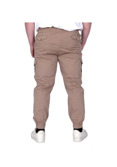 Büyük Beden Erkek Pantolon Keten Kargo Jogger 21911 Cappucino Cappucino