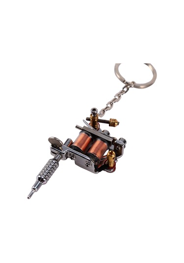 Hangfox Mini Dövme Makinesi Anahtarlık, Çelik Ve Çinko Alaşımlı, Gerçek Bobinler, Dekoratif Pendan, Taşınabilir Unisex Aksesuar