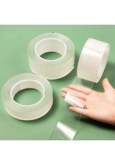 Willowhaven Şeffaf Nano Bant Yıkanabilir Yeniden Kullanılabilir 16ft 3cm Çift Taraflı