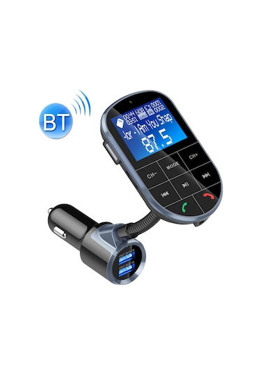Bc37 Çift Usb Şarj Akıllı Bluetooth Fm Verici Mp3 Müzik Çalar Araç Kiti, Ahizesiz Arama Ve Tf Kart Ve U Disk Siyah Desteği