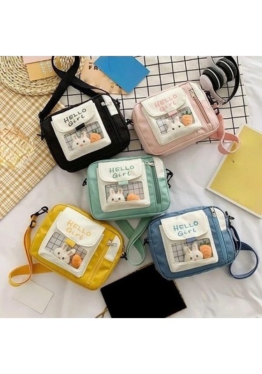 Tongxida Bosphorusboutique Yeni Versiyonu Pembe Omuz Öğrenci Mcrtrade Maç Küçük Kore Kız Kare Kanvas Kadın Fonksiyonlu Çanta Pembe