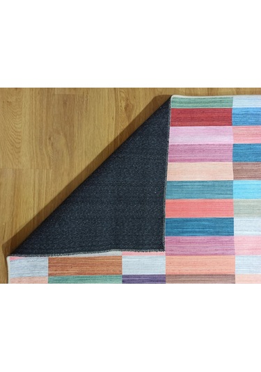 Modern Renkli Blok Desenli Geometrik Halı - 12439ou Pembe