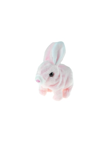Sevimli Pelüş Tavşan Oyuncak Tavşan Pink Sesli Hareket Pilli 17cm