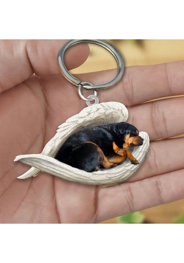 Hfambition Akrilik Köpek Figürlü Anahtar Zinciri - Tek Taraflı Uv Baskılı, Ev Ve Araba Kullanıma Uygun, Dayanıklı Ve Pratik Tasarım Diğer