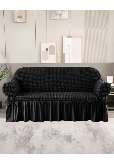 StarMall  Bürümcük Koltuk Örtüsü Kanepe Örtüsü 3lü Bir Adet Siyah