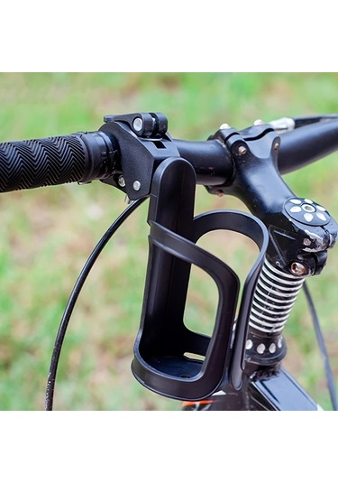 Lumaworld Güvenli Ayarlanabilir Siyah Çaydanlık Tutucu Bisiklet Gidonu İçin Dayanıklı Kap Tutucu, Metalik Kaplama Siyah