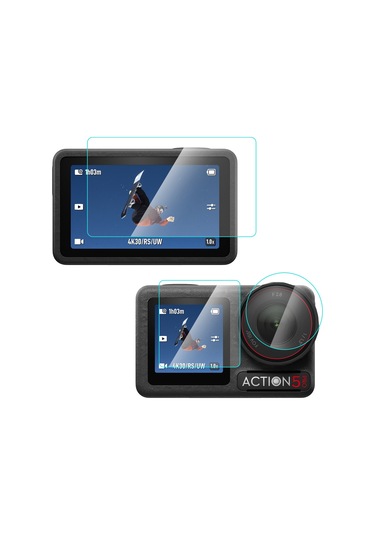 DJI Osmo Action 5 Pro için PULUZ 3'ü 1 arada Temperli Cam Filmi