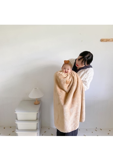 Flanel Rüzgar Geçirmez Yorgan Büyük Atışlı Karikatür-beyaz Beyaz