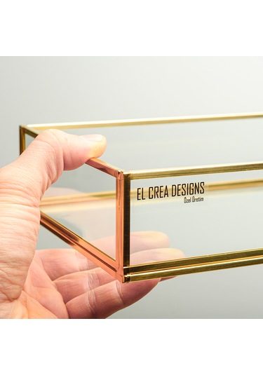 Cam Tepsi Pirinç & Gold 25x15x5cm