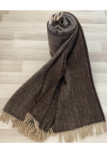 %100 Saf Yün Scotch Dizlik - Tv Battaniye 130x170 Kahverengi