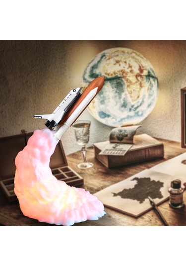 3d Baskı Roket Masa Lambası Komidin Lambası Sıcak Led Beyaz L6165-3 Beyaz