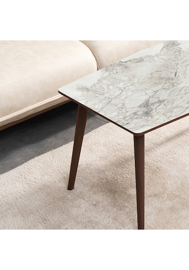 Vovvahome Vega Mdf Ahşap Orta Sehpa - Beyaz Mermer