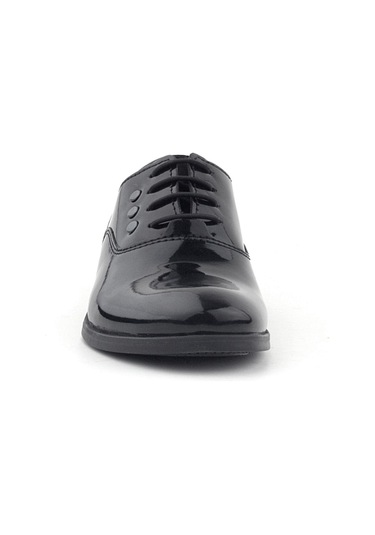 Rakerplus Smokin Siyah Rugan Bağcıklı Metal Detaylı Çocuk Klasik Ayakkabısı Siyah