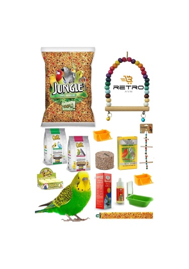 Jungle 13 Parça Muhabbet Kuşu Yem, Bakım Ve Vitamin Seti Diğer