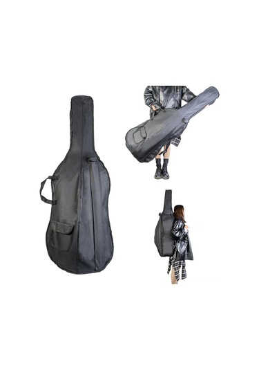 Ruicoo 1/8 Boyutu Keman Çantası, Omuz Taşıma Askısı, Yumuşak Döşeme Ve Aksesuar Çantaları, Siyah Nilon Malzeme Gri