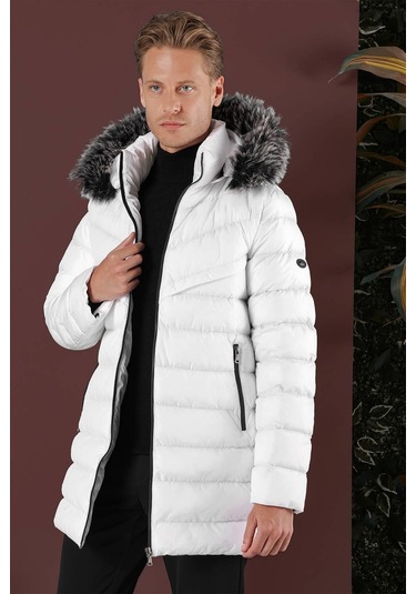 Efor Ka 076 Slim Fit Beyaz Spor Kaban Beyaz