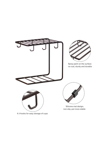 Jeemson Beyaz Demir Mug Tutucu - Çay/bardak Saklama Rafı - Mutfak Organize Edici - Suyu Süzme Özelliği Beyaz