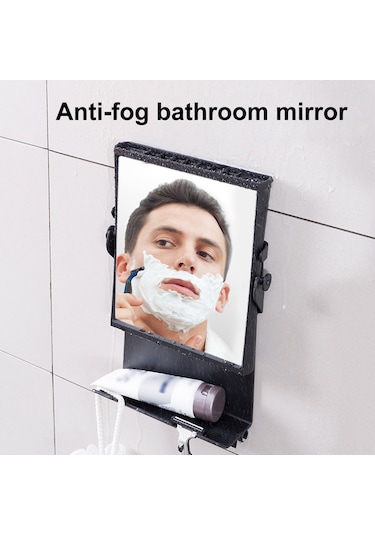 Xindoker Banyo Siyah Süpürgeyle Saçaklı Pervaz Aynası - Sis Giderici, Deliksiz Monte, Tıraş Ve Makyaj Kullanıma Uygun A1346700-02 Siyah