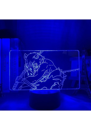 Goldenqian Manga 3d Işık Kimetsu Hiçbir Yaiba Inosuke Hashibira Yatak Odası Dekorasyon Için Gece Lambası Hediye Anime Led Lamba Demon Slayer Odası Dekor Fcr3ah Siyah