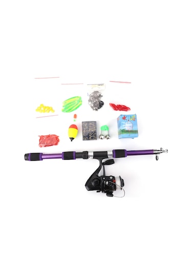 Springsun Fıshkıng 1.8m Geniş Kullanımlı Şişirilebilir Spinning Kamış Seti, 55 Parça Yumuşak Yemli Balık Tutma Takımı Mavi