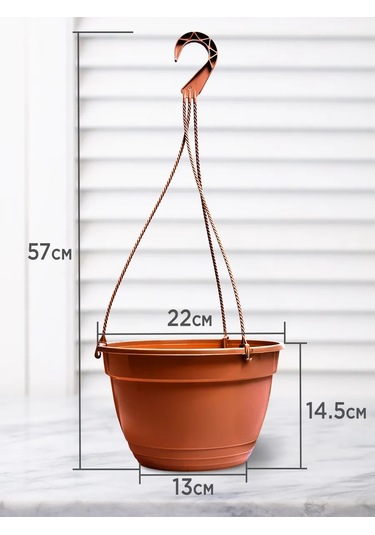 Ho'me Askı Tipi Dış Mekan Çiçek Saksısı Seti, 4 Adet Her Bir Adet 3,7 Litre 373627391