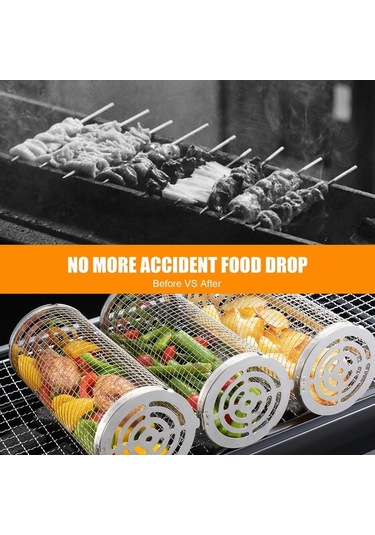 Fortunelane Büyük Boy Paslanmaz Çelik Bbq Seti - 8 Parça, Pratik Mangal Kafesi