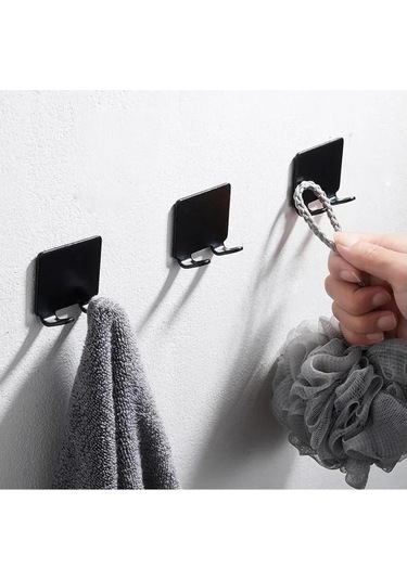 Zhltools Paslanmaz 2li Traş Bıçağı Tutucu Banyo Lif Askısı Çok Amaçlı Askı Siyah