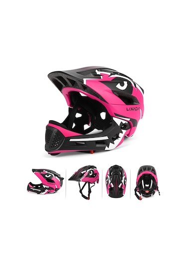 Lixada Timsah Stili Çocuk Outdoor Bisiklet Kaskı, Gül Kırmızısı Pembe
