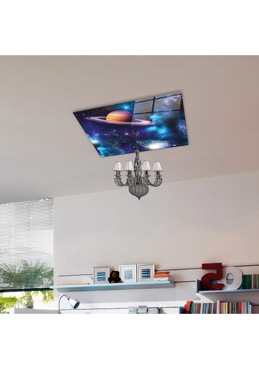 Cam Avize Göbeği | Galaksi Desen | Renkli | 50cm x 50cm